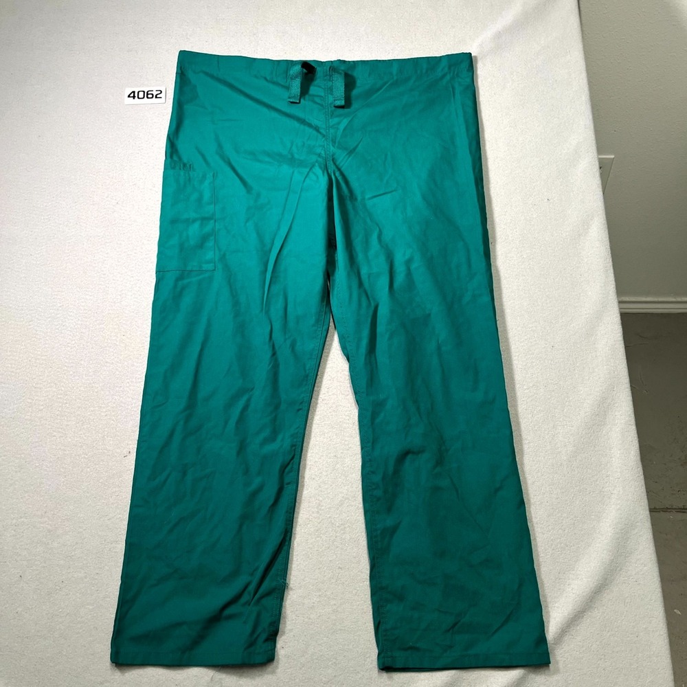 Cherokee Workwear Originals Scrubs Pants Women L Teal Drawstring Cargo Pockets